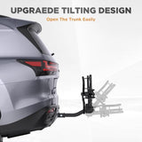 TANX Bike Racks for Ebikes,Fat Tire Bike Rack for Tow Hitch 2-Bike 160 lbs Capacity,Hitch Bike Rack for Heavy E Bike, Wobble Free Smart Tilting Folding Bicycle Car Racks for Standard, 2 inch Receiver