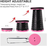Upgraded Foldable Stool Thickened, Portable Collapsible Stool Retractable Stool for Fishing, Hiking Tours, BBQ, Parties, Outdoor Activities（Pink）