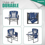 SUNNYFEEL Oversized Camping Directors Chair 2 Pack, Portable Folding Lawn Chairs for Adults Heavy Duty with Side Table,Pocket for Beach, Fishing,Picnic,Concert Outdoor, Foldable Camp Chairs