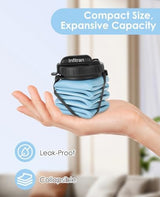 Collapsible Water Bottles, BPA-Free Silicone Foldable Water Bottle Cup with Straw Strap,Leak-Proof Durable Lightweight Bottle for Gym Travel Camping Hiking Running Sport,2Pack(Gray+Blue)