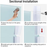 AmazerBath 5 PCS Shower Door Side Seal Strip -15.75 Inches x 5, 5 Sections Segmented Shower Installation Kit, Frameless Glass Door Seal Strip - Suitable for 1/2 Inch Glass