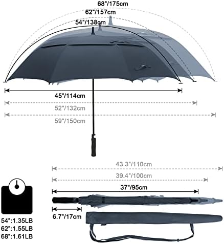 G4Free 47/54/62/68 Inch Automatic Open Golf Umbrella Oversize Extra Large Double Canopy Vented Windproof Waterproof Stick Umbrellas