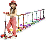 Kids Scooter – Children and Toddler 3 Wheel Kick Scooter – LED Wheel Lights Illuminate When Rolling– Adjustable Handlebar – Indoor and Outdoor