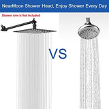 NearMoon Rain Shower Head, High Flow Stainless Steel Square Rainfall Shower, High Pressure Design, Awesome Shower Experience Even At Low Water Flow (10 Inch, Matte Black)