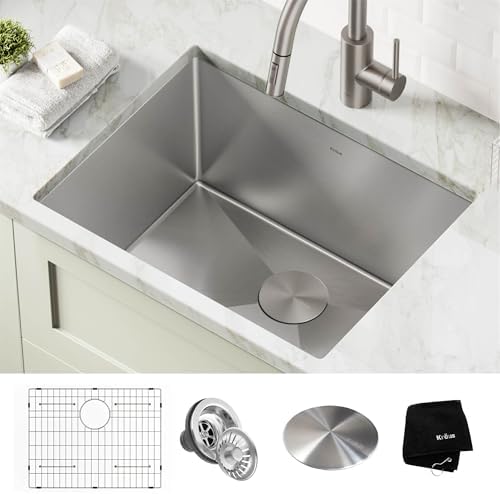 Kraus KHU101-24L Standart PRO 24-inch Undermount 16 Gauge Single Bowl Laundry and Utility Sink, 24 Inch, Tight Radius