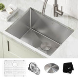 Kraus KHU101-24L Standart PRO 24-inch Undermount 16 Gauge Single Bowl Laundry and Utility Sink, 24 Inch, Tight Radius