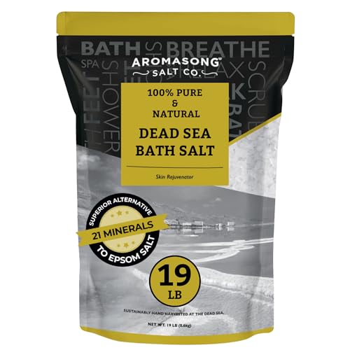 Aromasong Dead Sea Salt - Spa Bath Salt - 19 Lbs Fine Grain Bulk - 100% Pure - Better Absorbing Than Epsom Salt - Soak for Women & Men for Skin Issues and to Relax Tired Muscles - Resealable Pack.