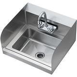VEVOR Commercial Hand Sink 17x12.8 inch Stainless Steel Sink with Faucet & Side Splash, Wall-Mount Small Hand Basin for Restaurant, Kitchen, Bar, Garage, Home