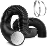 VIVOSUN Dryer Vent Hose, 6 inch Aluminum Foil Ducting, 8FT Long Heavy-Duty Dryer Hose Vent Kit for HVAC Ventilation, Exhaust, Duct Fan Systems, Black Flexible Air Duct w/ 2 Clamps