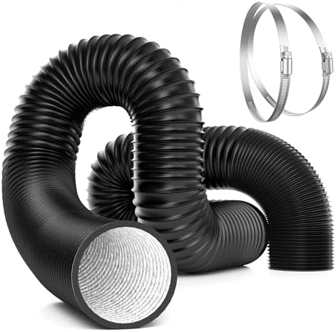 VIVOSUN Dryer Vent Hose, 4 inch Aluminum Foil Ducting, 16FT Long Heavy-Duty Dryer Hose Vent Kit for HVAC Ventilation, Exhaust, Duct Fan Systems, Black Flexible Air Duct w/ 2 Clamps