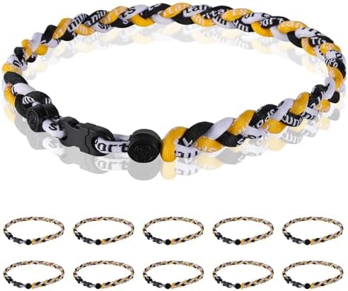 12 Pack Baseball Necklace 18inch, Team Gift for Baseball Funs, Three Braided Titanium Tornado Rope Design, with Muti - Color for Pick