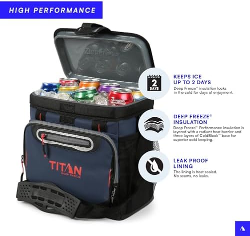 Arctic Zone Titan Deep Freeze Cooler - Zipperless Hardbody Cooler - Small & Large Capacity- Beach & Camping Cooler - Deep Freeze Insulation, HardBody Liner, and SmartShelf