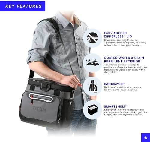 Arctic Zone Titan Deep Freeze Cooler - Zipperless Hardbody Cooler - Small & Large Capacity- Beach & Camping Cooler - Deep Freeze Insulation, HardBody Liner, and SmartShelf