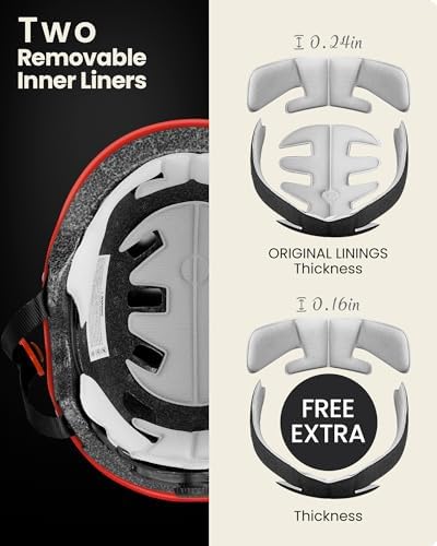 OutdoorMaster Skateboard Cycling Helmet - Two Removable Liners Ventilation Multi-Sport Scooter Roller Skate Inline Skating Rollerblading for Kids, Youth & Adults