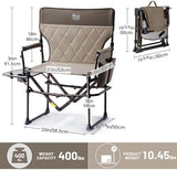 TIMBER RIDGE Heavy Duty Camping Chair with Compact Size, Portable Directors Chair with Side Table and Pocket for Camping, Lawn, Sports and Fishing, Supports Up to 400lbs, Tan