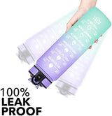 Hyeta 32 oz Water Bottles with Times to Drink and Straw, Motivational Water Bottle with Time Marker, Leakproof, Drinking Sports Water Bottle for Fitness, Gym and Outdoor