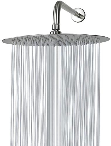 NearMoon Rain Shower Head, Ultra-Thin Design-Pressure Boosting, Awesome Some Experience, High Flow Stainless Steel Rainfall Head (12 Inch, Brushed Nickel)