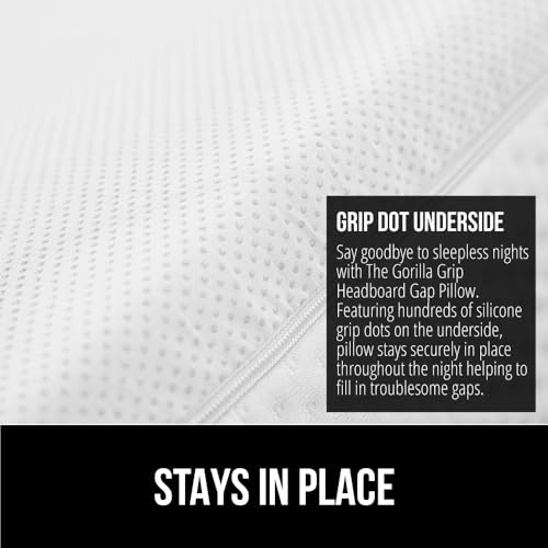 GORILLA GRIP Patent Pending Bed Wedge Pillow Headboard Gap Filler, Comfortable and Supportive High Density Foam Angled Pillows, Stay in Place Gripping Dots, Wedges Between Mattress, Twin/XL Size White