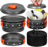 REDCAMP 12/14/15/19 PCS Camping Cookware Mess Kit Camping Gear Campfire Utensils Lightweight Stackable Pot Pan Bowls Soup Spoon with Storage Bag for Camping, Backpacking, Outdoor Cooking, Picnic