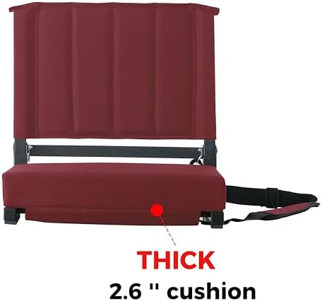 SPORT BEATS Stadium Seats with Back Support Bleacher Chairs with Back and Cushion Thick Padded Bleacher Seats Includes Shoulder Strap