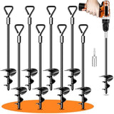 Ground Anchors Tent Stakes Trampoline Anchors Heavy Duty Screw in 8 Pack, Tent Stakes High Winds Heavy Duty for Camping Tent, Canopies, Carports, Sheds, Swing Sets,14in Ground Anchors