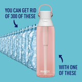 Brita Hard-Sided Plastic Premium Filtering Water Bottle, BPA-Free, Reusable, Replaces 300 Plastic Water Bottles, Filter Lasts 2 Months or 40 Gallons, Includes 1 Filter, Blush - 26 oz.