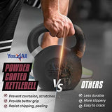 Yes4All Powder Coated Cast Iron Kettlebell Strength Training Kettlebells Weight Set for Full Body Workout, Home Gym