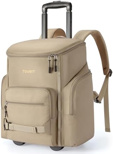 TOURIT Rolling Cooler Backpack: Leakproof Waterproof Insulated 36 Cans Beach Cooler with Wheels and Handle Outdoor Camping Picnic Travel