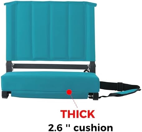 SPORT BEATS Stadium Seats with Back Support Bleacher Chairs with Back and Cushion Thick Padded Bleacher Seats Includes Shoulder Strap