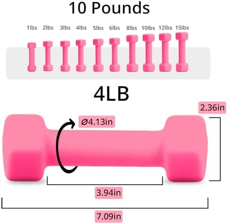 Portzon Weights Dumbbells 10 Colors Options Compatible with Set of 2 Neoprene Dumbbells Set,1-15 LB, Anti-Slip, Anti-roll, Hex Shape