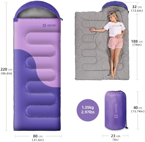 Sleeping Bags for Adults&Kids,Lightweight Waterproof Warm Weather Sleeping Bag,Compact Portable Sleeping Bag for Camping,Essentials Gear for Camping Hiking Outdoor Travel