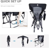 EVER ADVANCED Camping Directors' Chair with Side Table, Portable Folding with Compact Size, Heavy Duty Lawn Chair with Pocket for Camping, Lawn, Sports and Fishing, 400lbs, Black 2 Pack