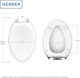 Gerber Elongated Toilet Seat with Cover, Soft Close, No Slam, Quick & Easy Install, Heavy-Duty Plastic, Adjustable Fit for Standard Elongated Toilets, Durable & Fade-Resistant, White G0099213