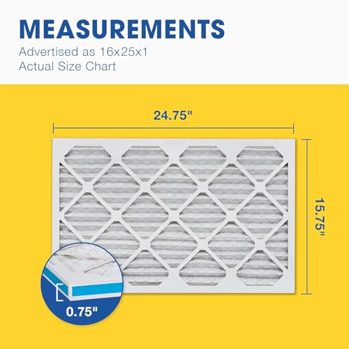 Aerostar 16x25x1 MERV 13 - 4 Count - Pleated HVAC, Furnace & Air Conditioner Filters - Removes Bacteria, Dust, Cold & Flu Germs, Lint, Mold, Pet Dander, Allergy-Causing Pollen, Smog, Smoke & Viruses
