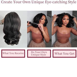 Bob Wig Human Hair 13x4 Body Wave Lace Front Wigs Human Hair 180% Density Lace Front Wigs Human Hair Pre Plucked Human Hair Wigs for Black Women Wigs Human Hair with Baby Hair (14 Inch, Natural Black)