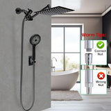 Shower Head,10”Rain Shower Head with Handheld Spray Combo and Adjustable Extension Arm/3-Way Flow Regulator/Shower System,High Pressure Rain Fall Hose,Matt Black