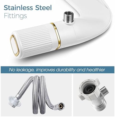 BIGCOW Ultra-Slim Bidet Attachment for Toilet - Dual Nozzle (Frontal & Rear Wash) with Adjustable Cold Water Pressure and Stainless Steel Inlet - Hygienic Solution for Fresh Cleanliness