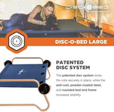 Disc-O-Bed Large Outdoor Convertible 2 Person Bench and Double Camping Cot Portable Bed Bunk System for Adults, Navy