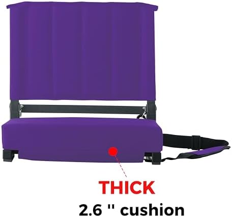 SPORT BEATS Stadium Seats with Back Support Bleacher Chairs with Back and Cushion Thick Padded Bleacher Seats Includes Shoulder Strap