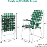 VINGLI Patio Lawn Webbed Folding Chairs Set of 2, Outdoor Beach Chair Portable Dining Chair for Outdoor Yard, Garden (Dark Green, Classic)