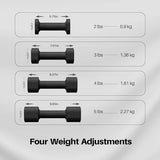 Adjustable Dumbbell Set of 2, 4 in 1 Free Weights Dumbbells Set for Women, Hand Weights for Women at Home, Each 2lb 3lb 4lb 5lb with TPU Soft Rubber Handle for Home Gym Exercise Training