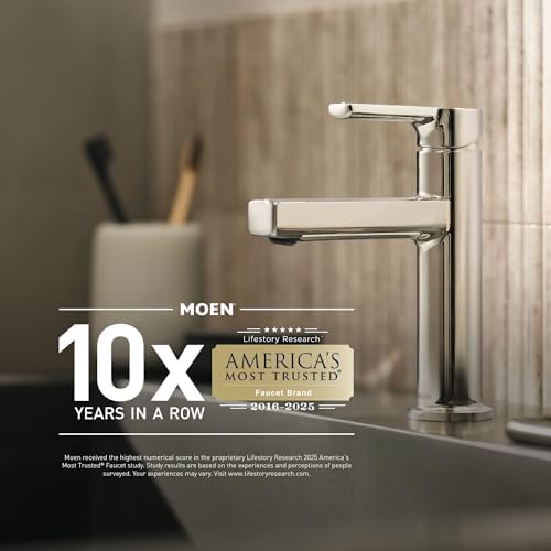 Moen Karis Chrome One-Handle Single Hole Bathroom Sink Faucet with Optional Deckplate, 84346