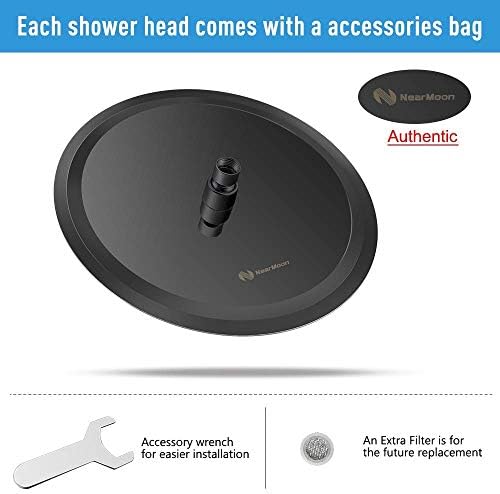 NearMoon Rain Shower Head, Ultra-Thin Design-Pressure Boosting, Awesome Some Experience, High Flow Stainless Steel Rainfall Head (12 Inch, Matte Black)