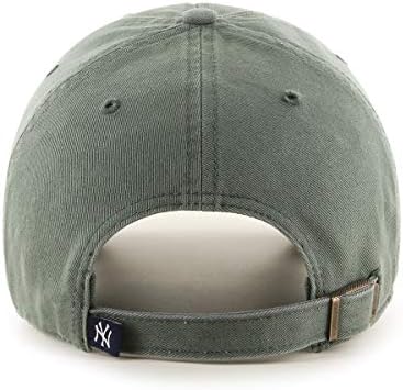 47 Brand MLB Moss Green Primary Logo Clean Up Adjustable Strap Baseball Cap Hat, Adult One Size Fits All