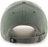 47 Brand MLB Moss Green Primary Logo Clean Up Adjustable Strap Baseball Cap Hat, Adult One Size Fits All