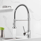 OWOFAN Spring Kitchen Sink Faucet Commercial Single Handle Single Lever Kitchen Faucet with Pull Down Sprayer, Polished Chrome Kitchen Faucets