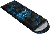 Axolotl Gamepad Sleeping Bag,3 Season Warm and Cool Weather Game Console Sleeping Bag for Boys Teens,Waterproof Lightweight Geometry Hexagonal Sleeping Bag for Traveling,Outdoors Camping,Blue,Black