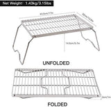 REDCAMP 17" Large Folding Campfire Grill 304 Stainless Steel Grate, Heavy Duty Portable Camping Grill with Carrying Bag for Outdoor Cooking Backpacking Hiking Picnics BBQ