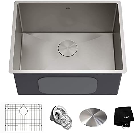 Kraus KHU101-24L Standart PRO 24-inch Undermount 16 Gauge Single Bowl Laundry and Utility Sink, 24 Inch, Tight Radius