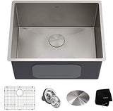 Kraus KHU101-24L Standart PRO 24-inch Undermount 16 Gauge Single Bowl Laundry and Utility Sink, 24 Inch, Tight Radius